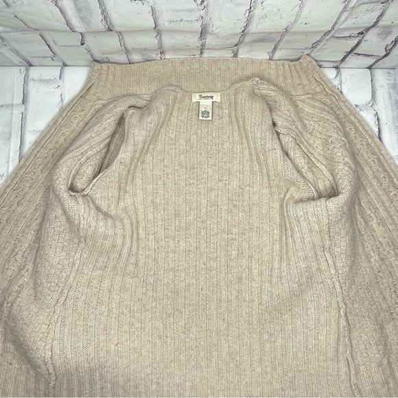 Cambridge Dry Goods Cable Knit Sweater Sz L Tan Zip Wool Angora Fisherman Beach - Picture 9 of 9